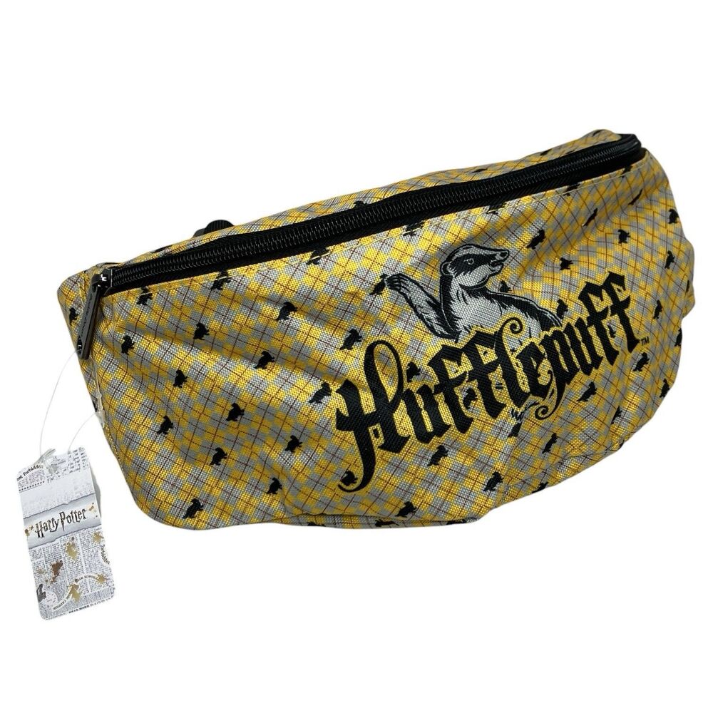 Harry Potter Hufflepuff Fanny Pack Waist‎ Bag Yellow Checkered Logo Belt Bag